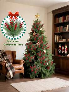 50 Artificial Pine Branches With Red Holly Berries And Cedar Needles, Can Be Used For Christmas Trees, Wreaths, Garlands DIY. Great For Holiday Home Decoration. Christmas Decorations, Home Decorations, Bouquets, Artificial Flowers, Garden Decorations, Fall Home Decorations, Plants Room Decor