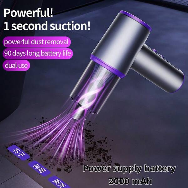 Aspiradora inalámbrica para coche, de mano, 10000PA de alta potencia, aspiradora inalámbrica portátil para coche, adecuada para eliminar el polvo y el pelo de las mascotas, 2000mAh