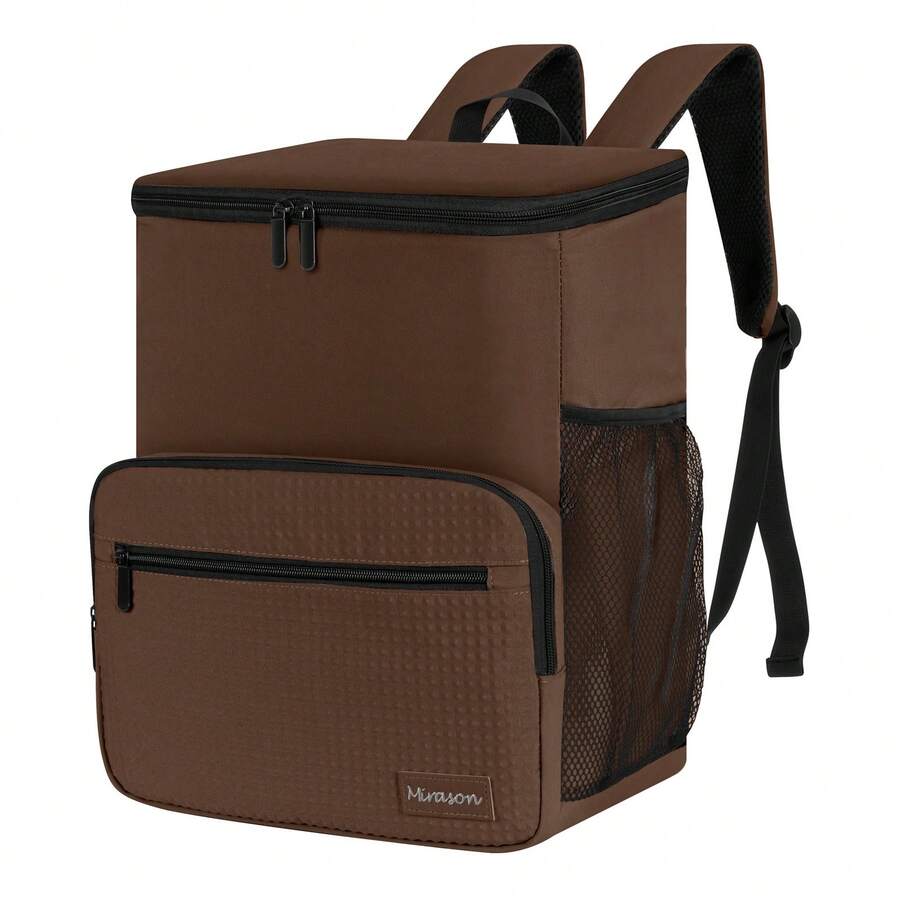 Cooler Backpack Insulated Leak-Proof Backpack Stylish Portable Cooler Bag Beach Picnic Camping Hiking Outdoor Cooling Backpack With 4 Pockets For Men Women, Brown - 棕色 - 查看 1