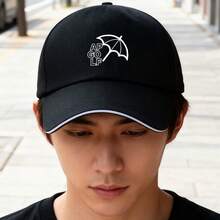 Black upper golf logo-printed cap, for summer fashion and sports snapback large head around Baseball cap graphic print duck cap breathable low cap snapback cap Duckville cap baseball cap fashionable low cap visual unisex small head around ball cap retro sports - ブラック - チェックする 1
