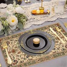 1/4/6 miếng lót đĩa bằng vải lanh polyester in họa tiết hoa và hình học theo chủ đề lễ hội Trung Đông, thích hợp để trang trí bàn ăn ngày lễ, lót nồi, lót bàn bếp, trang trí bàn ăn kiểu phương Tây - Nhiều màu - Xem 9