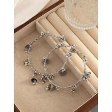 2pcs Fashionable Retro Bell Bracelets, Vintage And Unique Creative Bracelets Suitable For Girls' Daily Outings - 彩色 - 查看 6
