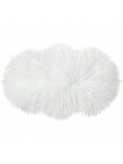 Molain Bench Cushion, Fluffy Carpet, Wit Zachte Faux Fur, Bedroom, Balcony, Couch, Reading Corner, Plush Mini Car Chair, Seat Cover, Hallway, Fireplace, Living Room, Vloer ations (50 Cm Oval) view 3