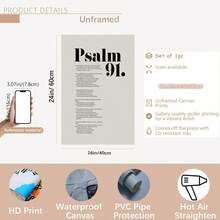 1pc Framed Canvas Wall Art, Psalm 91 Bible Verse Art Print Canvas Poster, Ideal Gift For Bedroom Living Room Hallway Dorm Wall Decor