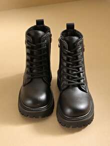 2025冬季女士保暖加绒内衬冬鞋，厚底雪地靴 - 黑色 - 查看 5