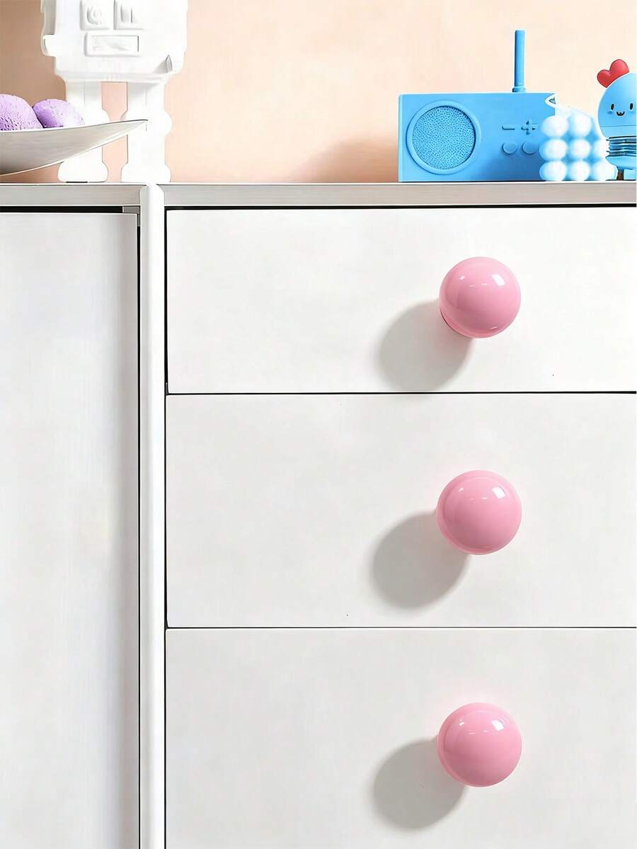 1个彩色陶瓷橱柜门拉手，简约圆形单孔拉手，创意儿童房抽屉装饰拉手，圆形单孔抽屉拉手 - 彩色 - 查看 1