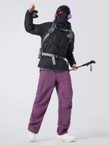 CAMEL CROWN 男士户外羽绒服，高蓬松度羽绒保暖，防风，反光，带帽羽绒大衣 - 幻影黑 - 查看 2