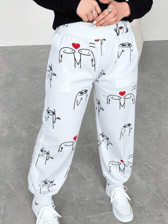 Pantalón estampado con elástico en cintura