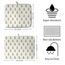 LAN-Christmas Tree Dish Drying Mat Winter Xmas Holiday Drying Mats Microfiber Absorbent Dishes Drying Pad  Washable Kitchen Countertop Protector Dish Drainer Rack Mat 18x24 InchS138 - Christmastree - View 2