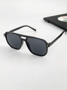 1 pezzo Occhiali da donna alla moda con doppio ponte e borchie unici - 1 scatola piccola elegante nera e grigia - Visualizzare 3