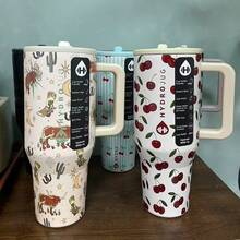 40oz Large Capacity Hydro 1200ML 304 Stainless Steel Insulated Water Bottle Insulated Coffee Cart Cup Hot And Cold Cups, Straw With  Handle  Jug - 彩色 - 查看 1