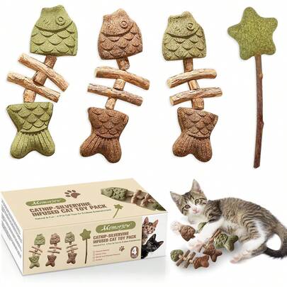 Juguetes para Gatos con Forma de infusionados con Galleta Natural y Hierba gatera - Diversión interactiva para Gatos