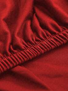 1pc Christmas Solid Color Milk Silk Universal Stretch Full Coverage Sofa Cover + 1pc Matching Pillow Cover Without Filler - Red - View 6