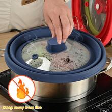 Microwave Splatter Cover Glass Guard Lid With Collapsible Silicone For Food Pot Plate Cover 9.8 Inch Dark Blue - 深藍色 - 查看 6