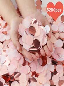 1000/2000pcs Pink Sequin Dots, Light Pink Confetti, Soft Pink And Rose Gold Metallic Paper Flakes, Suitable For Weddings, Birthdays, Parties, Balloon Filling, Table Decor, Party Decorations - Multicolor - View 2