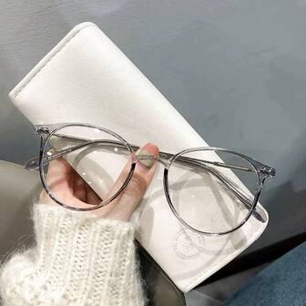 1pc Retro Round Frame Glasses, Metal Thin Arm Minimalist Optical Glasses, Fashion Versatile