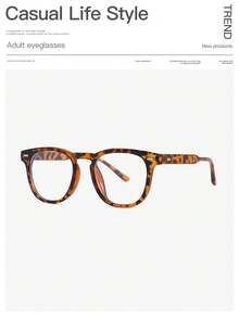 1 pieza Gafas de moda con montura redonda retro básicas y casuales para mujer, adecuadas para lectura diaria, ir al trabajo y combinar con atuendos