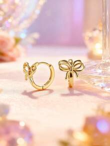 Artepollo 1 buc Cercei rotunzi din argint 925 cu fundă hipoalergenică, eleganți și drăguți, cadou pentru fete, prietene, pentru întoarcerea la școală