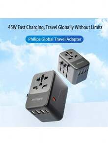 PHILIPS SPB1007B 旅行轉換插座 45W PD 快速充電 3A2C 六口輸出 國際通用插頭 - 查看 2
