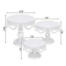 3Pcs Antique Cake Stand Set - Round Metal Cupcake Stands With Pendants And Beads - Elegant Dessert Display, For For Wedding, Birthday Party Decor,Dessert Table Display Set/Food Display Stands/Christmas Decorations For Home/Christmas Decor/Funny Gifts - 白色 - 查看 7