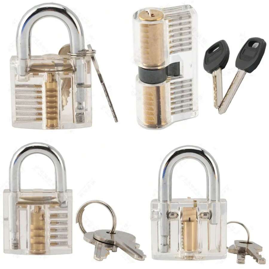 Cerraduras transparentes para cerrajería, Mini candado de práctica rrt Visible, cerrojos, habilidad de entrenamiento para herrajes para muebles - Blanco - Ver 1
