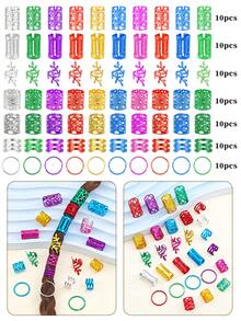 70pcs Metal Hair Beads, Hair Ties, Adjustable Braiding Rings, Suitable For Dreadlocks - Multicolor - View 5