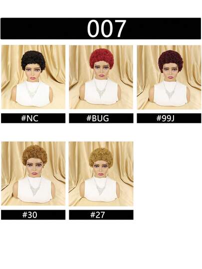 Perruque afro bouclée chic pour femmes - cheveux humains vierges brésiliens, coupe courte pixie avec look et sensation naturels. Perruque afro bouclée/frisée en cheveux humains, coupe courte pixie noire, fabriquée à la machine sans colle, avec un bonnet rose sans dentelle. Coupe afro bouclée/frisée de 6 pouces, coupe pixie chic pour femmes, noire naturelle, facile à porter avec des franges. Décorations de Noël, cadeaux pour femmes