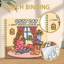 GDTME Comfortable Day Girl Relaxing At Home With Sleeping Puppy And Teapot Scene, Coloring Book For Cute Painting, Suitable As Gift For Valentine's Day, Mother's Day, Father's Day, Teacher's Day, Easter, Halloween, Christmas Party And Birthday, Great For Friends Who Enjoy Coloring And Back To School - Apricot - View 5