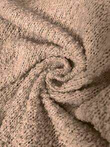 Plus Size Solid Color Crew Neck Casual Long Sleeve Knit Sweater - Khaki - View 8