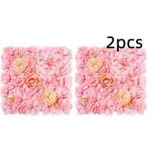 1pc/2pcs Artificial Rose Wall For Home Decoration, Valentine's Day Green Plastic Artificial Leaf Panel Wall Decoration, Room Decoration Artificial Background Wall Flowers, Outdoor Wedding Background Decoration Wall, Suitable For Gardens And Patios, Simple PC Artificial Leaf Home Decoration. - Pink - View 10