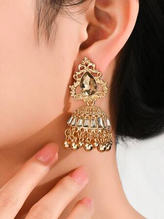 Pendientes colgantes con gota de agua y cristales de estilo palaciego calado y elegante, adecuados para el uso diario de las mujeres, regalos de joyería para bodas