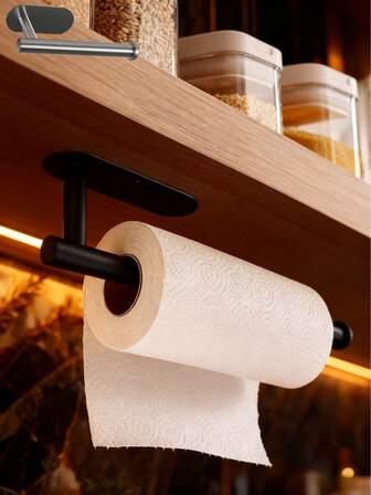 Paper Towel Holder, Punch-Free Paper Towel Holder Under Kitchen Cabinet, Wall-Mounted Paper Towel Holder, Bathroom Paper Towel And Towel Holder, Plastic Wrap And Roll Paper Storage Rack For Paper Towel, Plastic Wrap And Towel Storage Home Kitchen Bathroom Supplies, New Strong And Durable Material