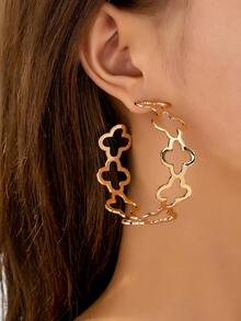 1 Pair Fashionable Exaggerated Hollow Hoop Earrings, Suitable For Autumn/Winter Wear - Hollow Out Earrings - View 12