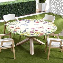 Water-Resistant Round Tablecloth With Elastic Edge For 40-44" Tables - Fresh-floral Green - View 4
