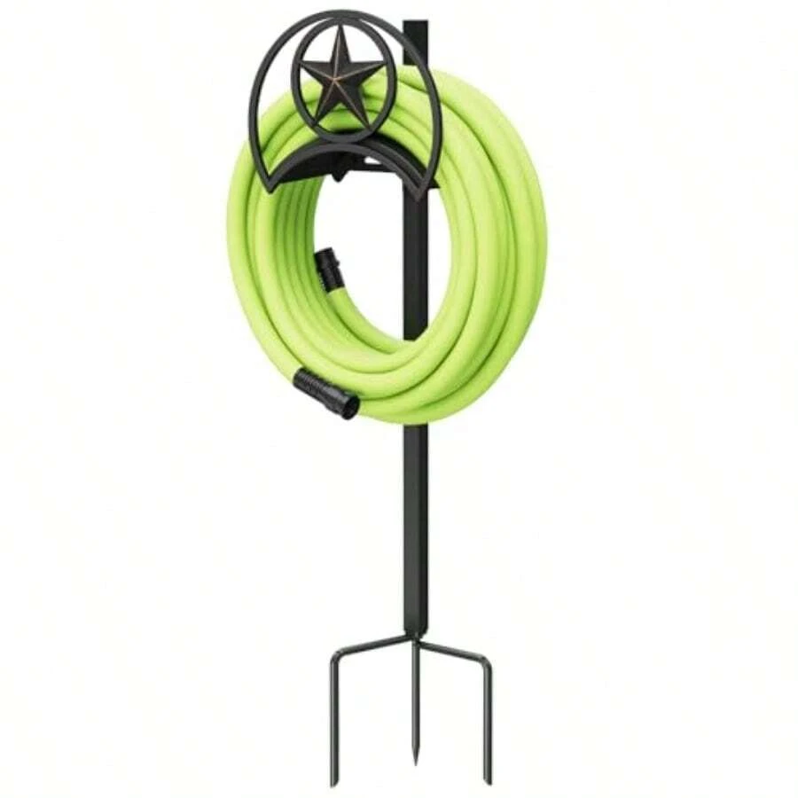 GOFORWILD Garden Hose Holder Decorative Hose Butler Sturdy Water Hose Rack Durable Wall Hose Hanger Hose Reel Holds 125-Feet Of 5/8-Inch Hose Made Of Gauge Steel 7010 - Ideal For Outdoor Yard And Garden Use Heavy-Duty Metal Construction For Long-Lasting Performance Compact Design Saves Space Easy Installation For Efficient Water Hose Management - 黑銅色 - 查看 1