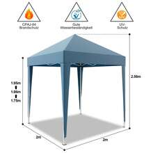 DEVOKO 2x2, 3x3 M Waterproof, Stable Folding Pavilion, Pop-Up Garden Pavilion, Party Tent, Beer Tent, Sunshade, Sun Canopy With Adjustable Height, Suitable For Festivals, Celebrations, Beaches, Patios, Available In Three Colors - 藍色 - 查看 9