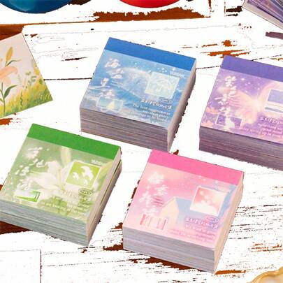 1pc Soft Tone Sticky Note Pad, Floating Island Memo Series, Suitable For Writing, Scrapbooking, Art & Craft Decoration, Christmas Gift, Great For Journaling And Planning