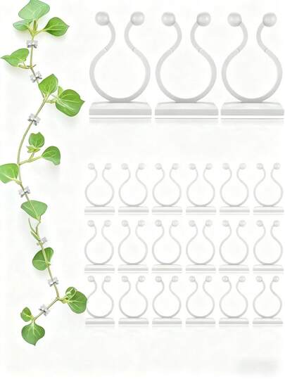 30pcs Plant Wall Clips For Climbing Plants Wall Clips Green Tree Climbing Wall Tool Fixing Vine Fixing Clamp Climbing Hook Green Buckle Ring Traceless Green Plant Fixing Device Self-Adhesive Buckles, Wire Harness Classification Accessories, Suitable For Indoor And Outdoor, Flower Pot Accessories, Garden Decoration, Gardening Tools Plant Stand Wall Decor Garden Plant Support
