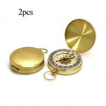 1pc Camping Survival Compass, Waterproof Glow In The Dark Metal Pocket Compass, Brass Alloy Portable Compass, Suitable For Hiking And Outdoor Activities, Camping Party Gifts, No Battery Required - Multicolor - View 14
