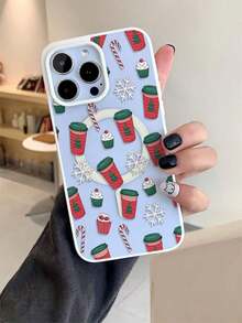 Funda navideña para phone 17 Pro Max Funda EA de diseño monocromático compatible con fundas magnéticas para phone 11/12/13/14/15/16/Pro/, Plus/Pro/S22/S23/S24/S25/Ultra/FE y otros modelos. Ideal como regalo para Navidad, Halloween, San Valentín o cualquier ocasión. - Blanco - Ver 4
