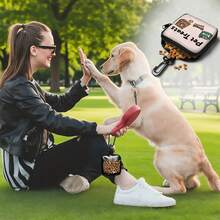 1pc Dog Print Dog Treat Bag, Pet Training Set With Hook And Zipper - Pet Poop Bag, Small Dog Pet Training Walking Bag