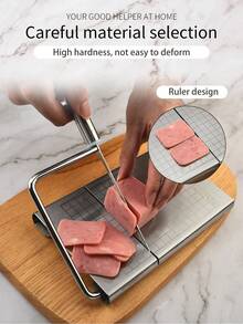 1 pieza Cortador de queso, cortador ajustable de alambre de acero inoxidable para cortar en rodajas gruesas, cortador de jamón y queso, cortador de queso de metal con mango ergonómico, adecuado para bloques de queso, utensilios de cocina.