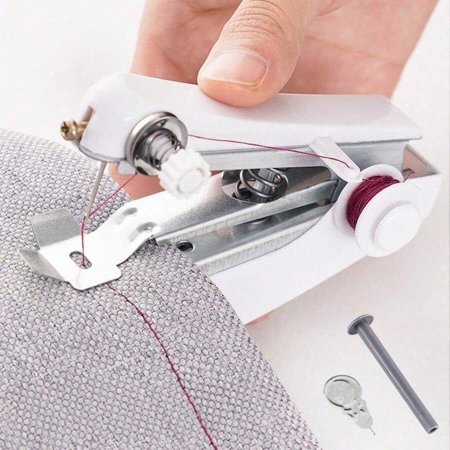 Portable Manual Mini Sewing Machine, A Household Handheld Simple Sewing Tool For Clothes, A Pocket-Sized Small Tailor Machine - Máy khâu màu trắng - Xem 1
