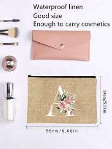 1 Stück Buchstabe A-Z Blumen Muster Make-up Tasche, Geschenk für Mädchen, süßer retro einfacher Mode Buchstaben Muster bedruckter Beutel Aufbewahrungstasche, Kosmetiktasche für kleine Artikel Aufbewahrung, Aufbewahrungstasche, Make-up Aufbewahrungstasche, Kulturbeutel, Clutch Tasche, leicht faltbare Aufbewahrungstasche, einfache Einkaufstasche, Lehrerin Geschenk Clutch Tasche, Aufbewahrung für Krankenschwestern, Ärzte, Lehrer Tasche, geeignet für persönliche Reise Kosmetikaufbewahrung - Verschiedenfarbig - Übersicht 10