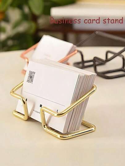 Hollow Business Card Holder Creative Product Storage Box, Office Display, Ideal Gift, Multiple Colors Available, Party And Festival Business Card Stand, High-End Line Design Business Card Display Stand, 3 Fashionable Colors To Choose From, Simple Desktop Standing Business Card Stand, Business Card Display Stand, Photo Business Card Display Stand