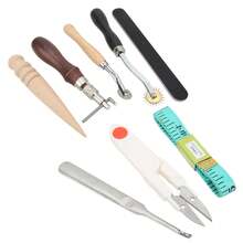 Juego de 31 piezas de piel, herramientas y suministros de piel, kit de herramientas de manualidades de piel con punzón de ranurado de hilo encerado, rueda de trazado, agujas de coser, otras herramientas de manualidades de piel - Negro - Ver 9