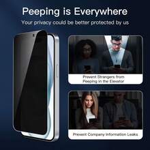 For IPhone 11 12 13 14 15 Pro Max 8 Pieces Of Anti-Peeping Full Coverage Tempered Glass And Camera Lens Glass, For IPhone 15 14 Pro Max 12 11 Full Coverage Glass Film - 8 chiếc - Xem 4