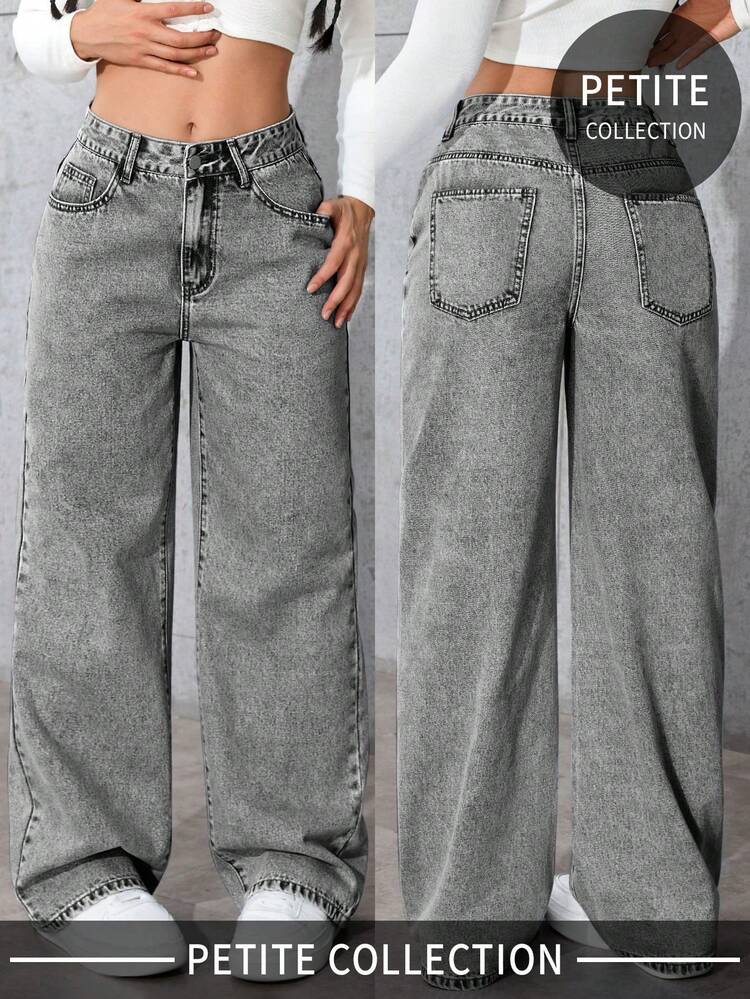 Dames casual rechte jeans met zakken - Grijs - Bekijken 8