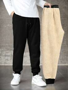 Męskie spodnie outdoorowe, spodnie dresowe z podszewką termiczną na jesień/zimę, polar