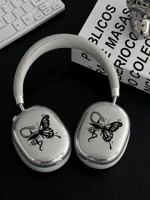 1pc Artistic Butterfly Snake Design Transparent Soft Case For Max Bluetooth Headphones
